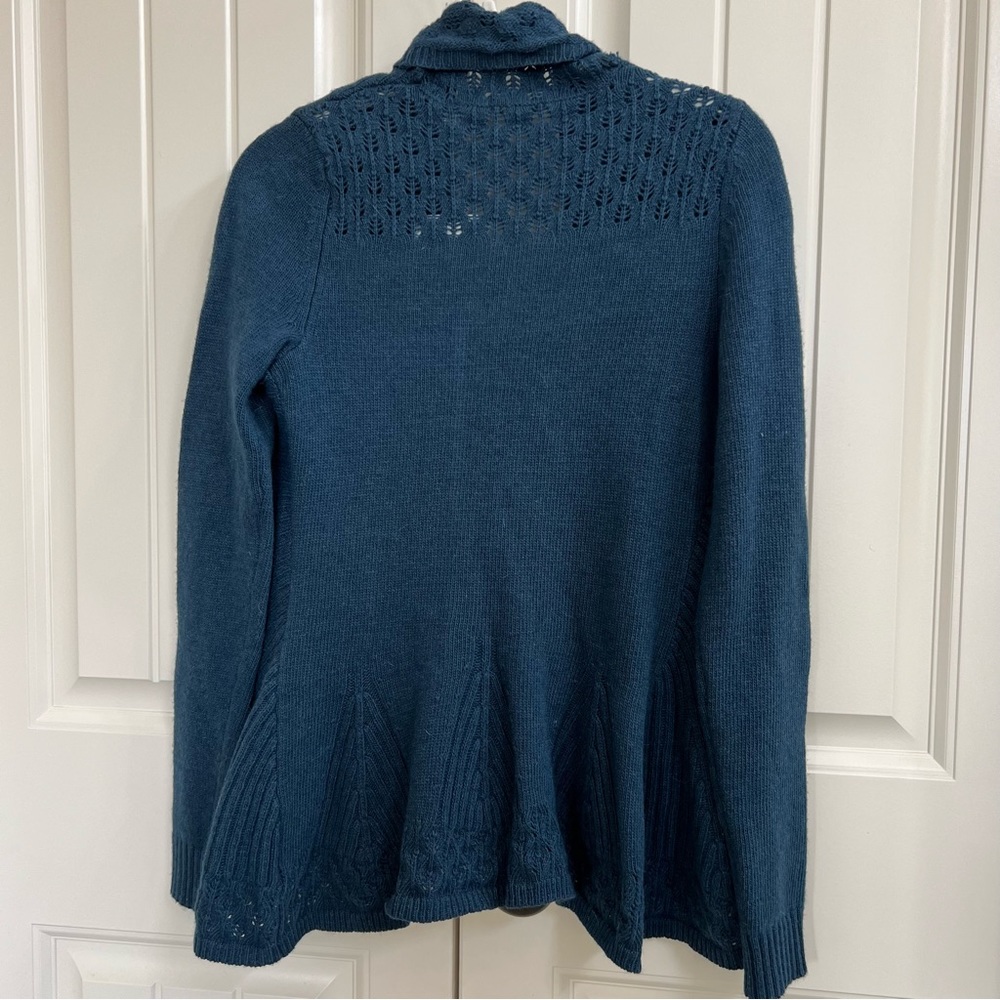 Anthropologie Scalloped Flutter Cardigan in Teal, Size XS - Picture 4 of 6